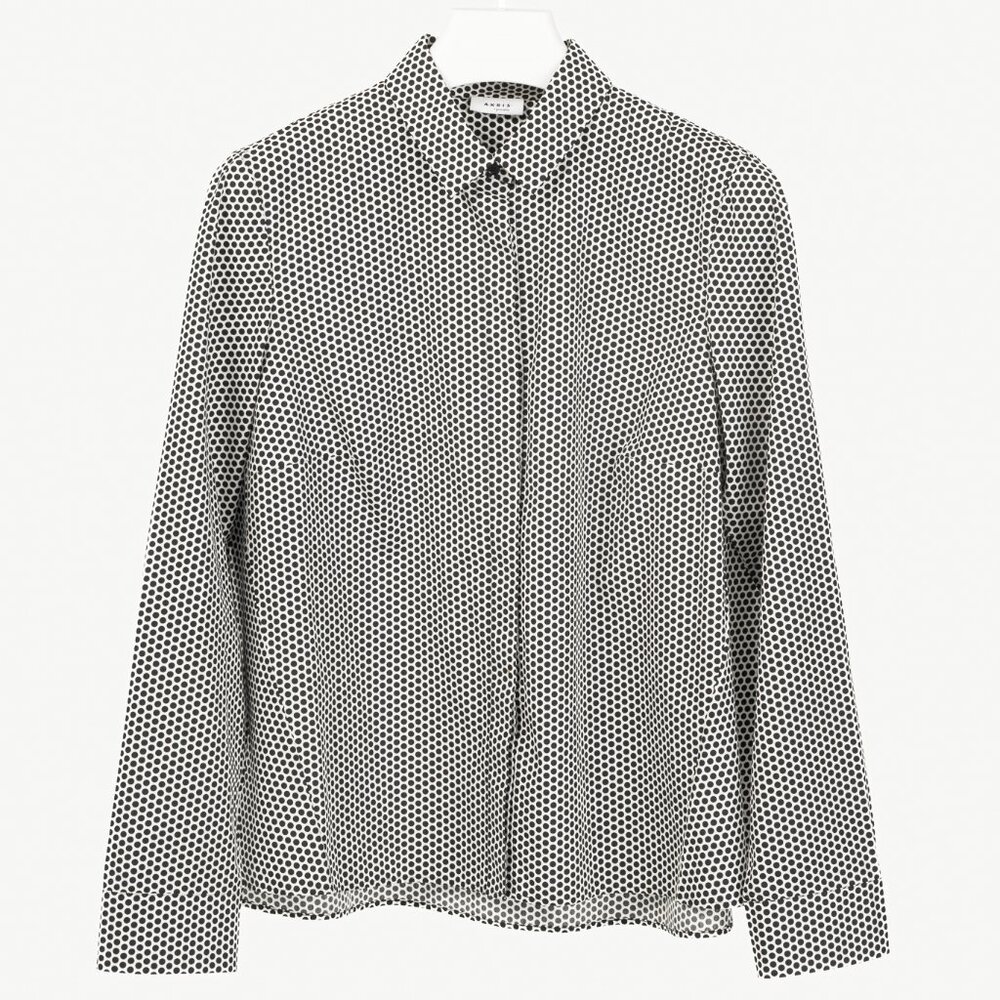 Akris Punto White & Black Polka-Dot Cotton Buttoned Shirt